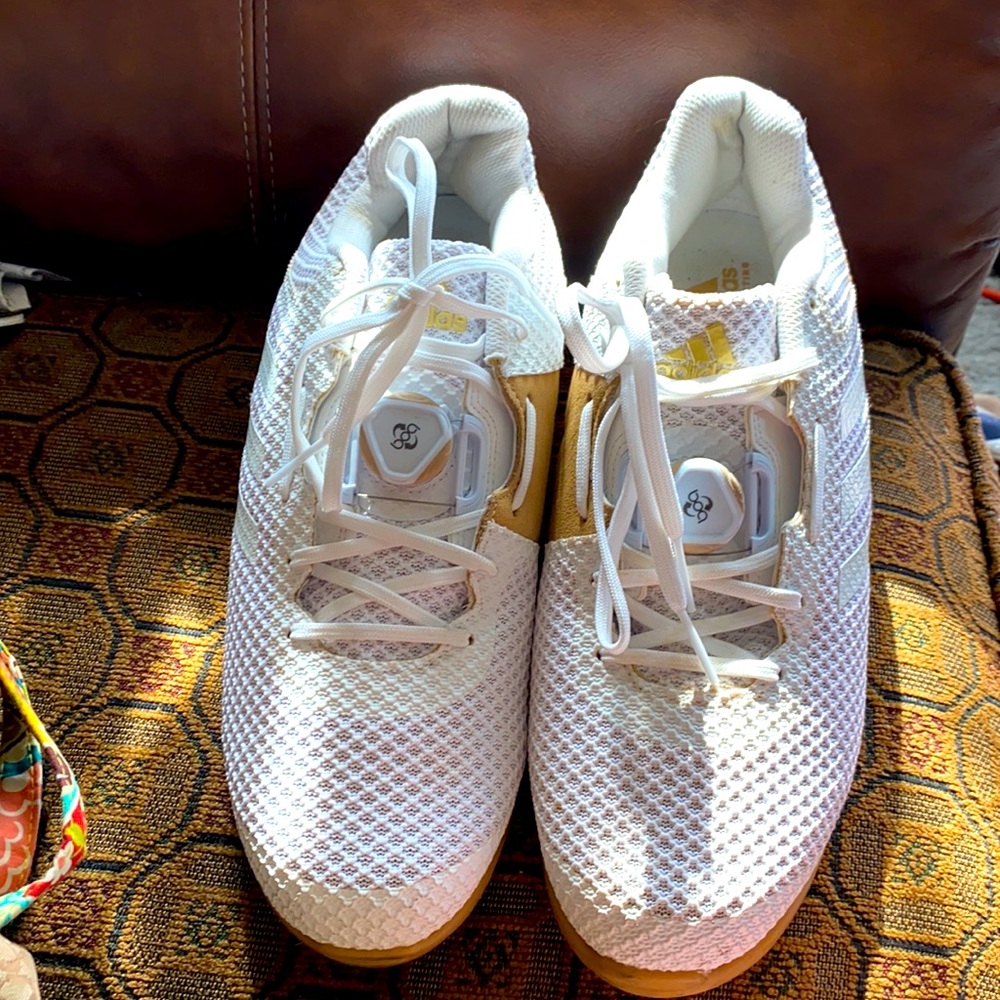 Adidas squat shoes size 11 1/2 white and camel. Great Condition